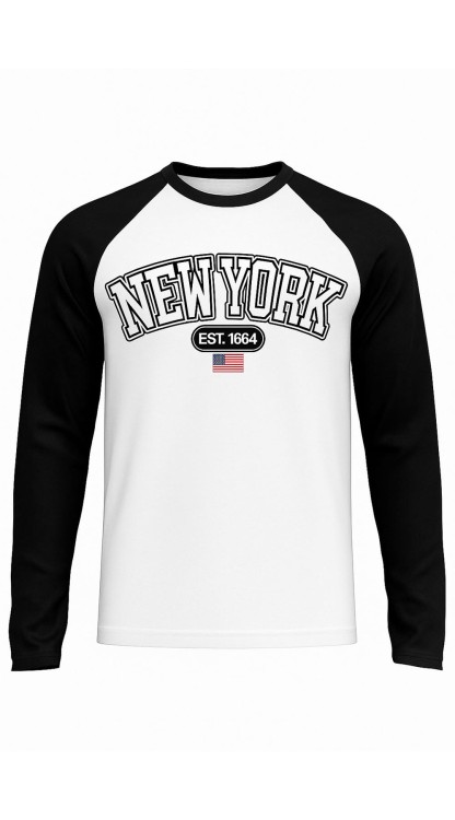 New York White-Black Long Sleeve Baseball Front _1.jpg