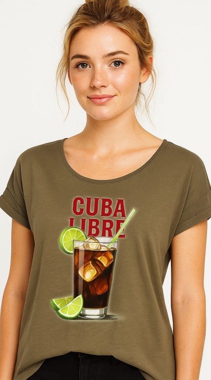 Cuba Libre Olive Ladies Long Slub Tee Front_L.jpg