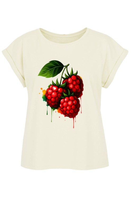 Raspberries  Soft Yellow Ladies Extended Shoulder Tee.jpg