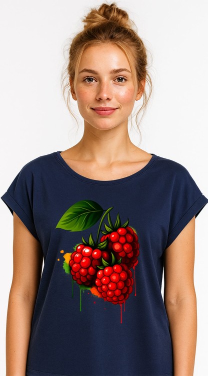 Raspberries Navy Ladies Extended Shoulder Tee_1.jpg
