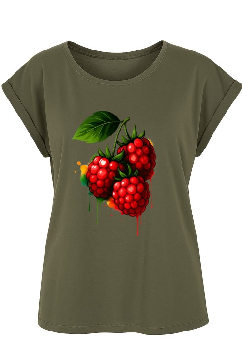 Raspberries Olive Ladies Extended Shoulder Tee.jpg