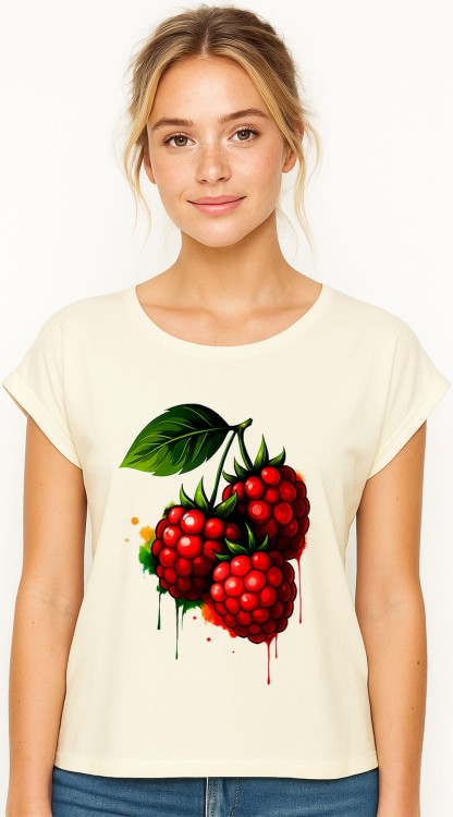 Raspberries Soft Yellow Ladies Extended Shoulder Tee_1.jpg