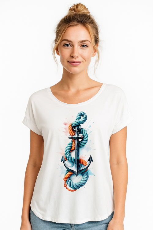 let's sail White Ladies Long Slub Tee Front_1.png