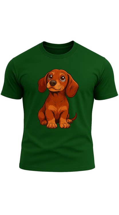 Dachshund T-Shirt HC Forest Green Front1.jpg
