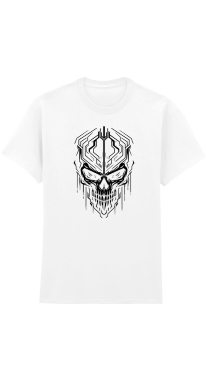 Cyber Skull T-Shirt White Front.jpg