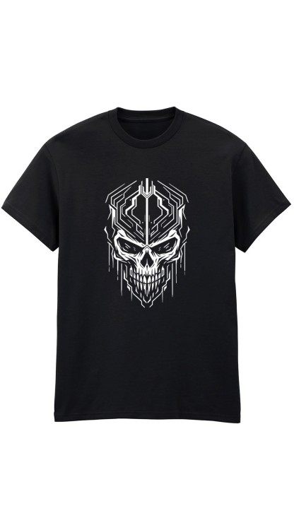 Cyber Skull T-Shirt Black Front.jpg