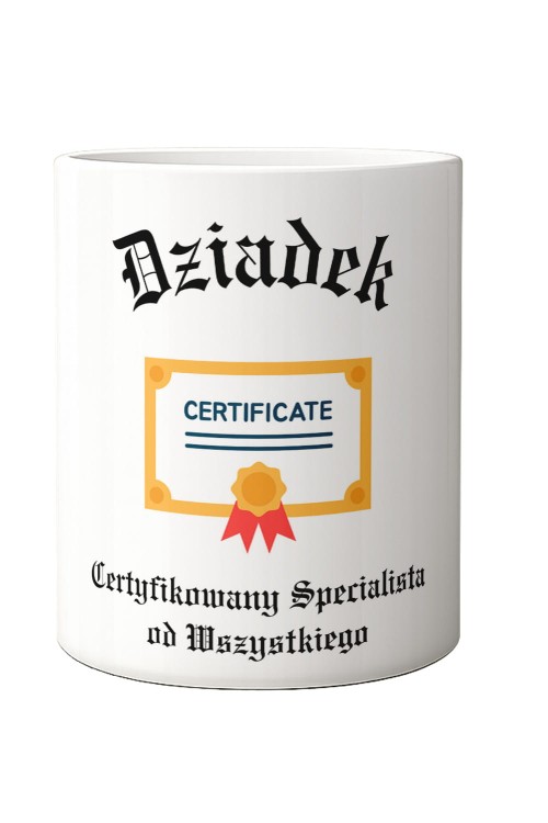Dziadek Certyfikowany Kubek 300 ml Biały ucho prawo połprofil_1.jpg