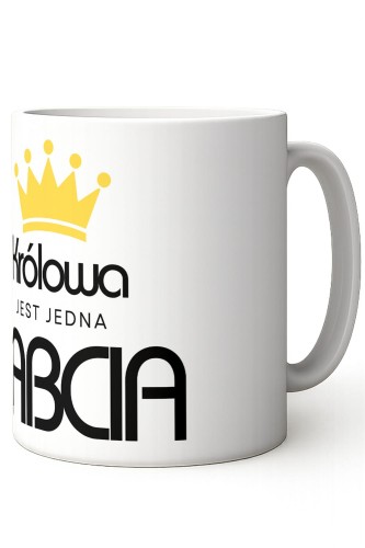 Królowa jest jedna Kubek 300 ml Biały ucho prawo połprofil.jpg