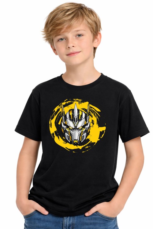 Roboface Yellow  kids T-shirt Black_L.jpg