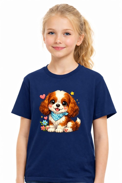 Sweet Spaniel Kids T-Shirt Navy_L.jpg