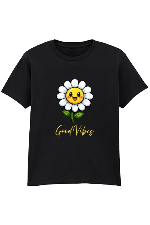 Smily Daisy T-Shirt Kids Black.jpg