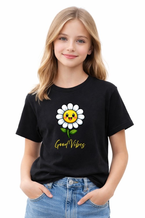 Smily Daisy T-Shirt Kids Black_L.jpg