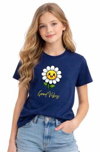 Smily Daisy T-Shirt Kids Navy_L.jpg